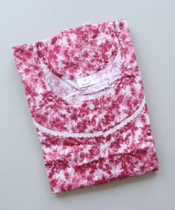 Maternity Feeding Nighty with Lace - Dark Pink Floral - MFN