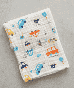 Baby Crinkled Muslin Cotton Bath Towel - 60×115cm - Color Car -BT1