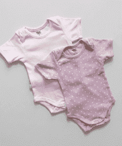Romper/Onesie - Combo Pack of 2 - Purple Heart  +Pink Stripe - AZBS