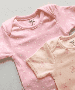 Romper/Onesie - Combo Pack of 2 - Pink Heart + Pink Floral - AZBS - Image 2