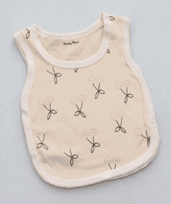Side Button Jhabla Sleeveless - Set Of 2 - Light Cream Cherry and White with Flower - JH1 - Image 3