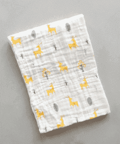 Baby Crinkled Muslin Cotton Bath Towel - 60×115cm - Yellow Dear -BT1