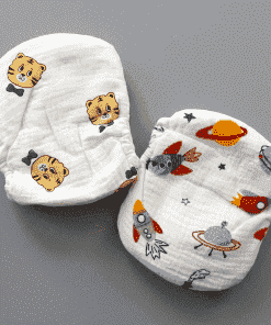 Alternative view of Crinkled Muslin Cloth Diaper Pack of 2 - Off White Tiger + Space Rocket - CDP1