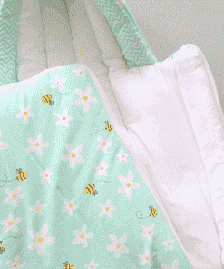 Premium Muslin Cotton Kangaroo Wrapper - Light Green with White Flower and Honeybee - KW1 - Image 2