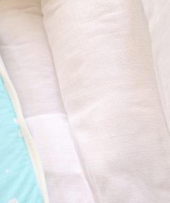 Premium Muslin Cotton Kangaroo Wrapper - Light Blue with White Flower and Honeybee - KW1 - Image 3