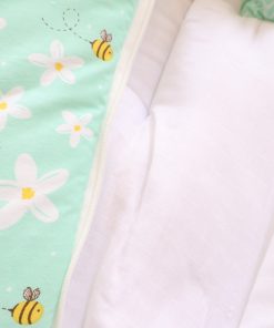 Premium Muslin Cotton Kangaroo Wrapper - Light Green with White Flower and Honeybee - KW1 - Image 3
