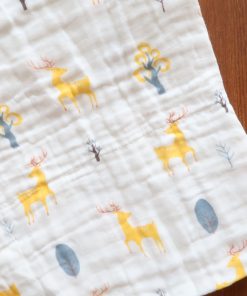 Baby Crinkled Muslin Cotton Bath Towel - 60×115cm - Yellow Dear -BT1 - Image 2