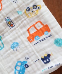 Baby Crinkled Muslin Cotton Bath Towel - 60×115cm - Color Car -BT1 - Image 2