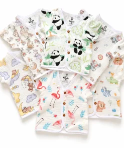 Assorted Crinkled Muslin Half Sleeve Jhabla - Pack of 6