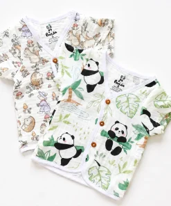 Assorted Crinkled Muslin Half Sleeve Jhabla - Pack of 2