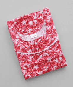 Maternity Feeding Nighty with Lace - Red Floral - MFN