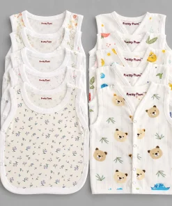 Assorted Prints Jhabla Combos - Pack of 10 - Side Button + Muslin - CM1