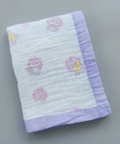 Six Layer Muslin Blanket - Lavender Border with Baby Dino -  BL1