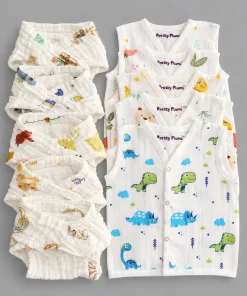 Assorted Prints Jhabla Combos - Pack of 10 - Muslin + Crinkled Nappy - CM1