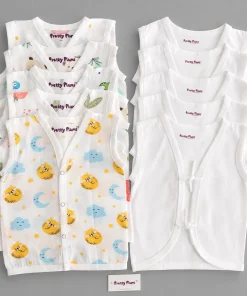 Assorted Prints Jhabla Combos - Pack of 10 - White + Muslin - CM1