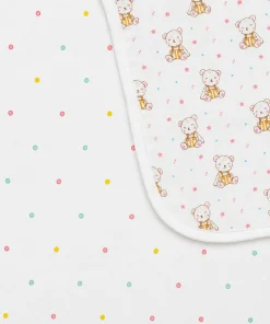 Alternative view of Organic Muslin Cotton Reversible Hooded Blanket - Orange Teddy with Color Dot - HBL1