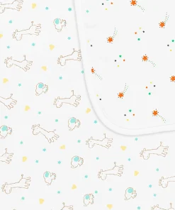 Organic Muslin Cotton Reversible Hooded Blanket - Flying Star with Giraffe - HBL1 - Image 2