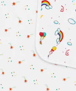 Alternative view of Organic Muslin Cotton Reversible Hooded Blanket - Rainbow with Flying Star - HBL1