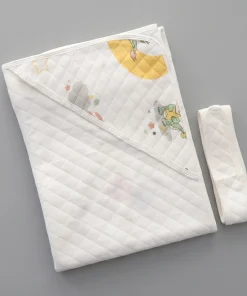 Hooded Blanket - White with Yellow Space and Dino - BL1