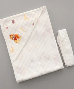 Hooded Blanket - White with Yellow and Red Snake - BL1