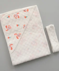 Hooded Blanket - White with Sloth Print - BL1
