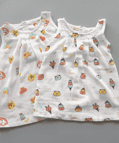Muslin Cotton Sleeveless Frock - Pack of 2 - Ice Cream + Animal Head - DFK
