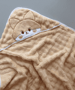Alternative view of Micro Fiber Hooded Blanket - 90x85cm - Light Orange with Cat - HBL