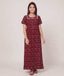 Alternative view of Maternity Feeding Nighty - Maroon - MFN