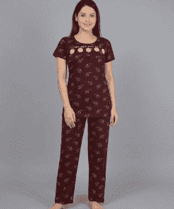 Alternative view of Feeding Night Suit - Maroon - MFD