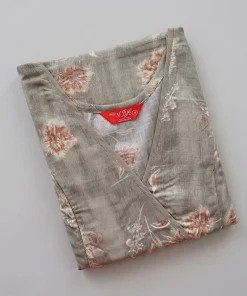 Short Feeding Kurty - Olive Green with Cream Flower - MCFK