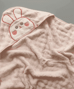 Alternative view of Micro Fiber Hooded Blanket - 90x85cm - Pink with Rabbit - HBL