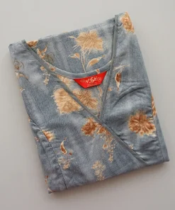 Short Feeding Kurty - Olive Green with Cream Flower - MCFK
