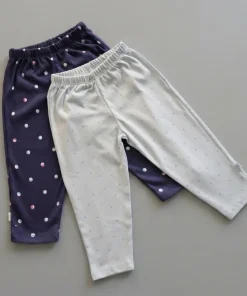 Knitted Cotton Pants - Pack of 2 - Blue Star + Dark Blue Round - PT1