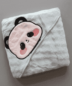 Micro Fiber Hooded Blanket - 90x85cm - Mint Green with Panda - HBL