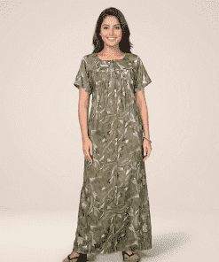 Alternative view of Maternity Feeding Nighty - Green and Grey Floral - MFN