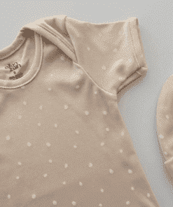 Premium Half-Sleeve Romper and Cap Set Combo - Cream with White Dot - AZBS - Image 2