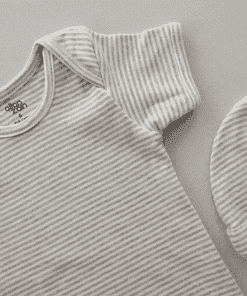 Premium Half-Sleeve Romper and Cap Set Combo - Grey Strip - AZBS - Image 2