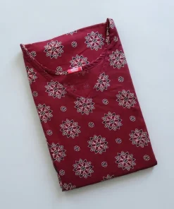 Maternity Feeding A-line Kurthy - Maroon Big Flower - MFK