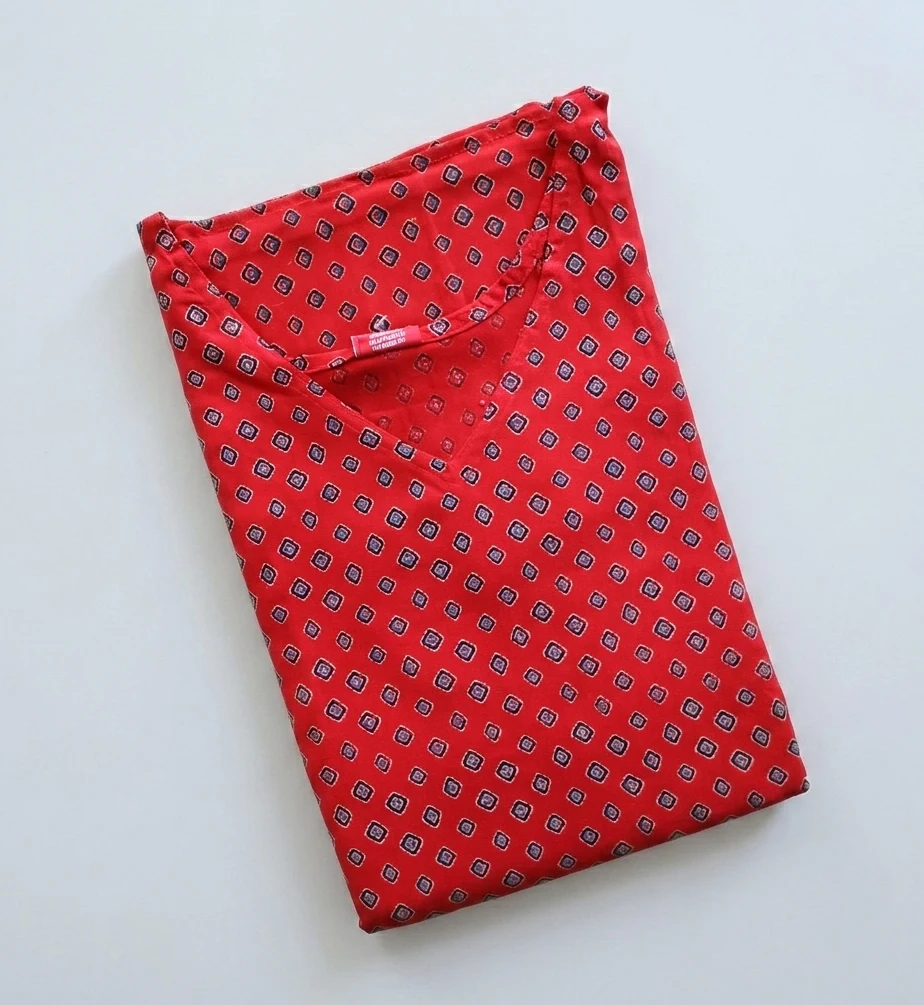 Maternity Feeding A-line Kurthy - Red Triangle Print - MFK - Image 2