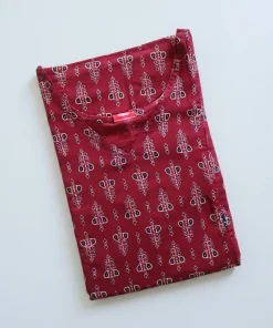 Maternity Feeding A-line Kurthy - Maroon Print  - MFK