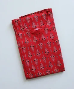 Maternity Feeding A-line Kurthy - Red Print  - MFK