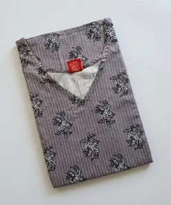 Maternity Feeding A-line Kurthy - Grey Strip with Big Floral - MFK