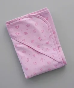 Premium Knitted Cotton Double Layer Hooded Blanket - Pink Ice Cream - HBL