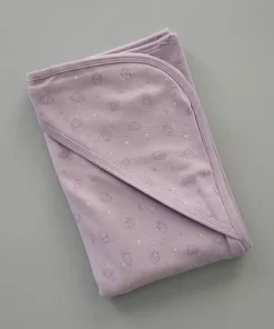 Premium Knitted Cotton Double Layer Hooded Blanket - Purple Ice Cream - HBL