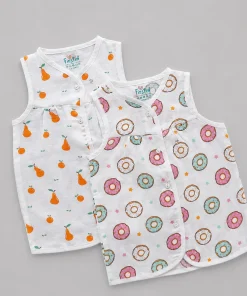 Muslin Cotton Frock - Pack of 2 - Pear Fruit + Donuts - DFK