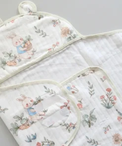 Alternative view of Swaddle Cum Sleeping Bag - Green Boarder with Green Leaf and Rabbit - SBG