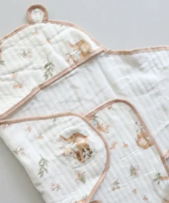 Alternative view of Swaddle Cum Sleeping Bag - Cream Boarder with Squirrel and Mushroom - SBG