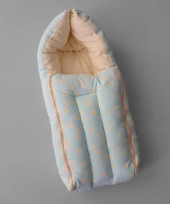 Soft Cotton Kangaroo Wrapper - Light Mint Green with White Floral - KW1
