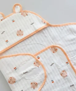 Alternative view of Swaddle Cum Sleeping Bag - Orange Boarder with Cute Teddy and Cherry - SBG