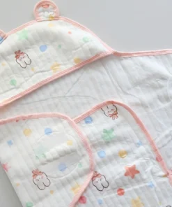 Alternative view of Swaddle Cum Sleeping Bag - Pink Boarder with Rabbit and Star - SBG